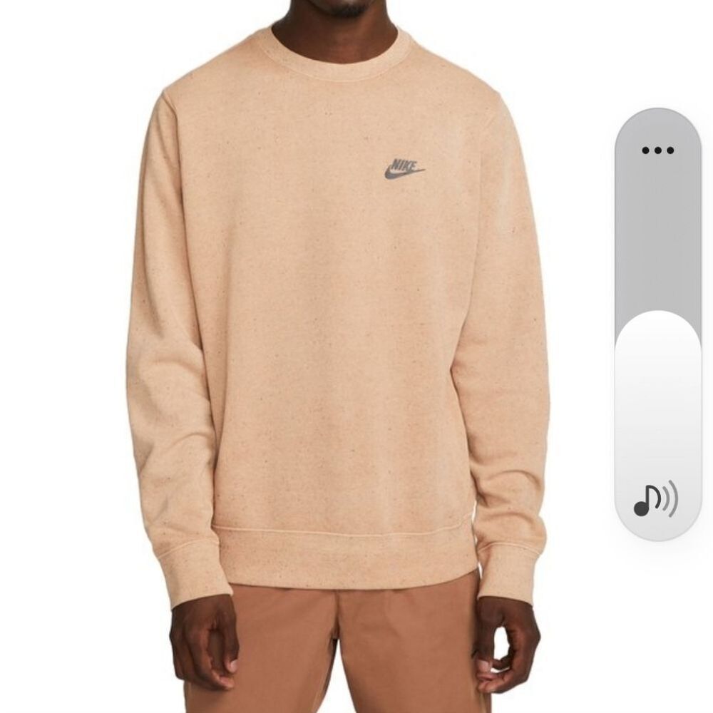 Nike Revival Fleece Pullover Sweatshirt Crewneck Driftwood Cream Size Small